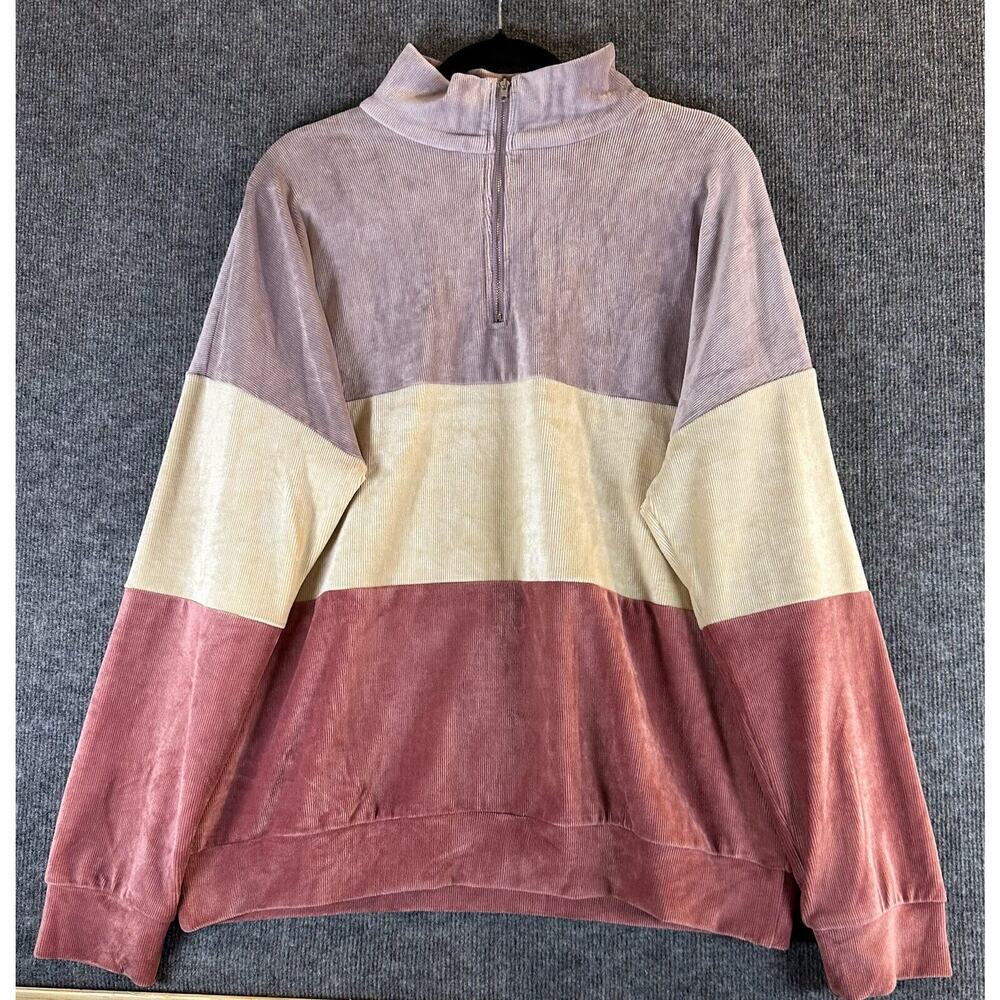 Staccato Pullover Sweater Womens Large Multicolor Striped‎ L/S Casual 1/4 ZIP